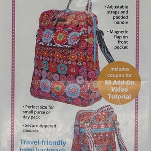 May include: A floral patterned mini backpack with adjustable straps, a padded handle, and a magnetic flap on the front pocket. The text on the image says "Back At Ya 2.1" and "Travel-friendly mini backpack".