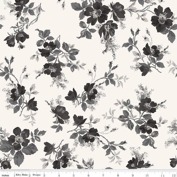 Ink & Ivory Floral MAIN Quilting Cotton Fabric - Riley Blake Designs C16910 IVORY