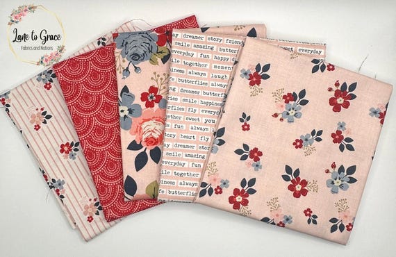 Floral Quilting Cotton Fabric Fat Quarter Bundle: Riley Blake, Vintage Charm 5pc