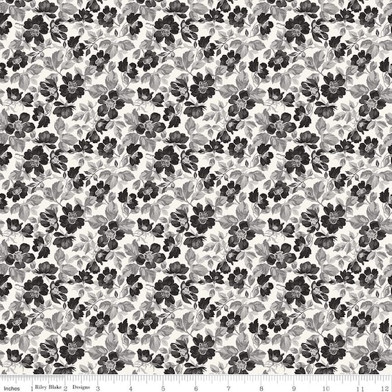 Ink & Ivory Floral Quilting Cotton Fabric - Riley Blake Designs C16911 IVORY