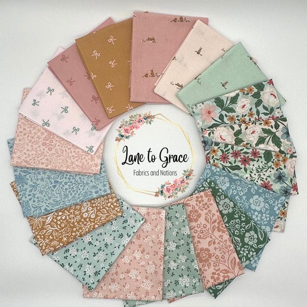 Sweet Cotton Tales de Cayla Naylor - Paquete de 18 cuartos de tela - Riley Blake - Algodón para acolchado - Lane to Grace