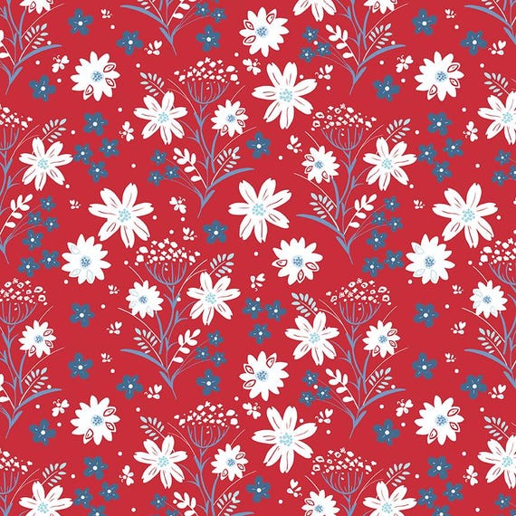 Firework Fields by Gracey Larson- 17580-Red- Riley Blake- Cotton Quilting Fabric- Lane to Grace