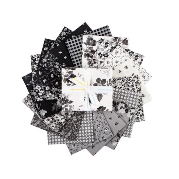 Ink & Ivory Floral Quilting Cotton Fabric 18pc FQ Bundle - Riley Blake Designs FQ16910-18