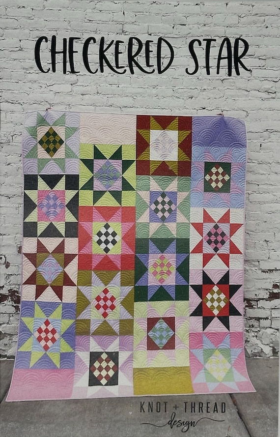 Checkered Star by Knot + Thread Design- FQ Friendly-Paper Pattern- KAT118- Lane to Grace