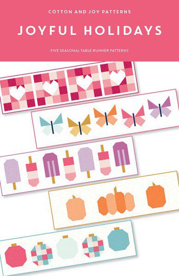 Joyful Holidays Table Runner Pattern, Cotton and Joy Patterns, CJ132