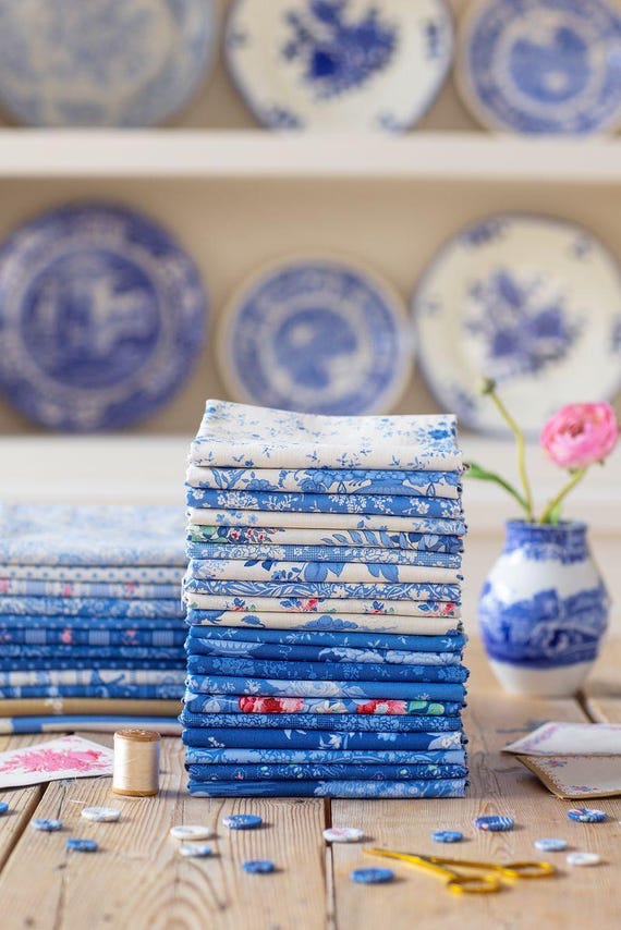 PRE-ORDER- Something Blue Collection FQ Bundle (20pc)- Tilda- Cotton Quilting Fabric- Lane to Grace- Ships June 2026