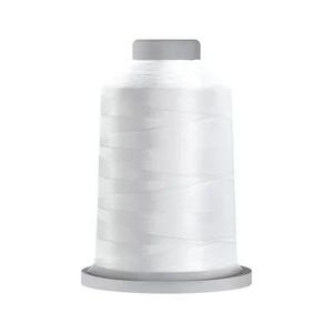 May include: A white spool of thread, ideal for sewing and embroidery projects. The thread is tightly wound around a cylindrical core, with a gray cap and base. The thread appears to be a bright, clean white color.