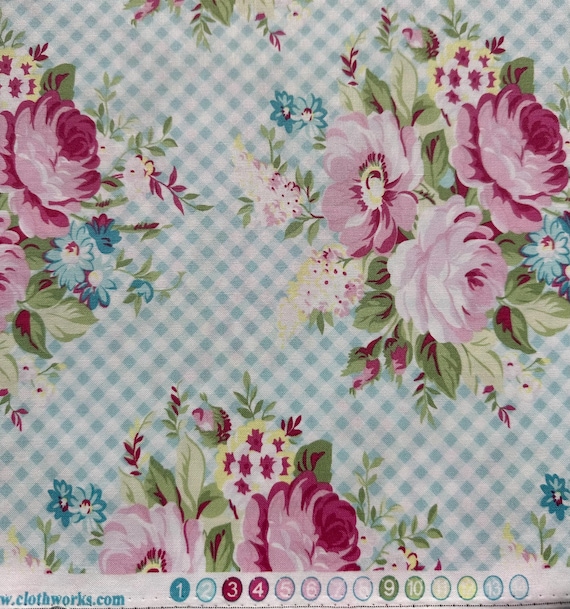 Sunshine Picnic Bouquet- Floral by Tanya Whelan for Clothworks Y2896-Blue- OOP- Quilting Cotton Fabric