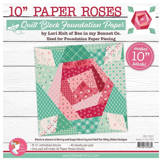Paper Roses Quilt Block Foundation Paper by It's Sew Emma- 10"- P051-ISE-7021