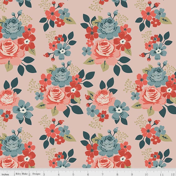 Floral Quilting Cotton Fabric: Vintage Charm Blush by Riley Blake