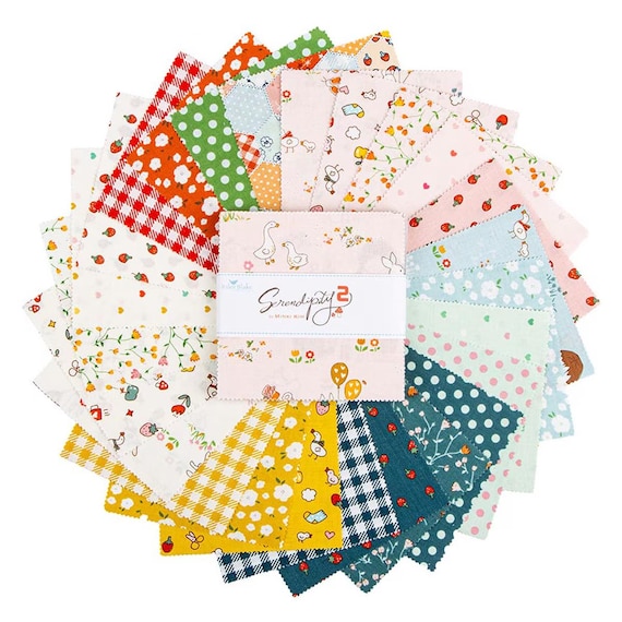 Serendipity2- 5" Stacker – 42 PC(Charm Pack) by Minki Kim- 5-17300-42- Riley Blake- Cotton Quilting Fabric- Lane to Grace