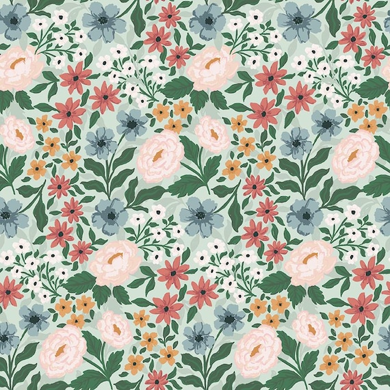 Sweet Cotton Tales-Mint Main by Cayla Naylor- C17310-MINT- Riley Blake- Cotton Quilting Fabric- Lane to Grace