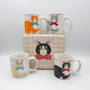 Vintage Vandor Cats Meow Mugs - Set of 4 Pelzman Designs NOS