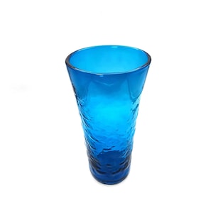 Vintage Turquoise Blue 12&quot; Tall Glass Vase, Tapered Cylinder Art Object