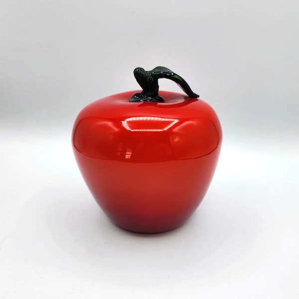 Vintage Large Red Murano Glass Apple Sculpture, Big Apple, Fruit Art Objects,