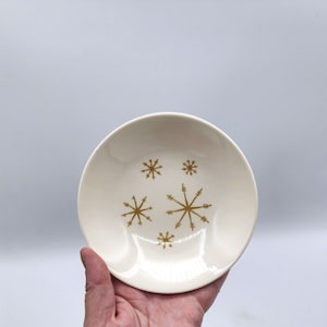 Vintage Royal China Star Glow Soup Coupe Bowls, Dessert Fruit Bowls - Gold Atomic Starburst MCM Dishes