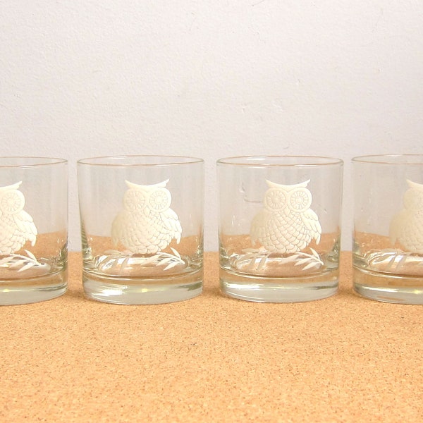 Vintage White Owl Cocktail Bicchieri - Set di 4