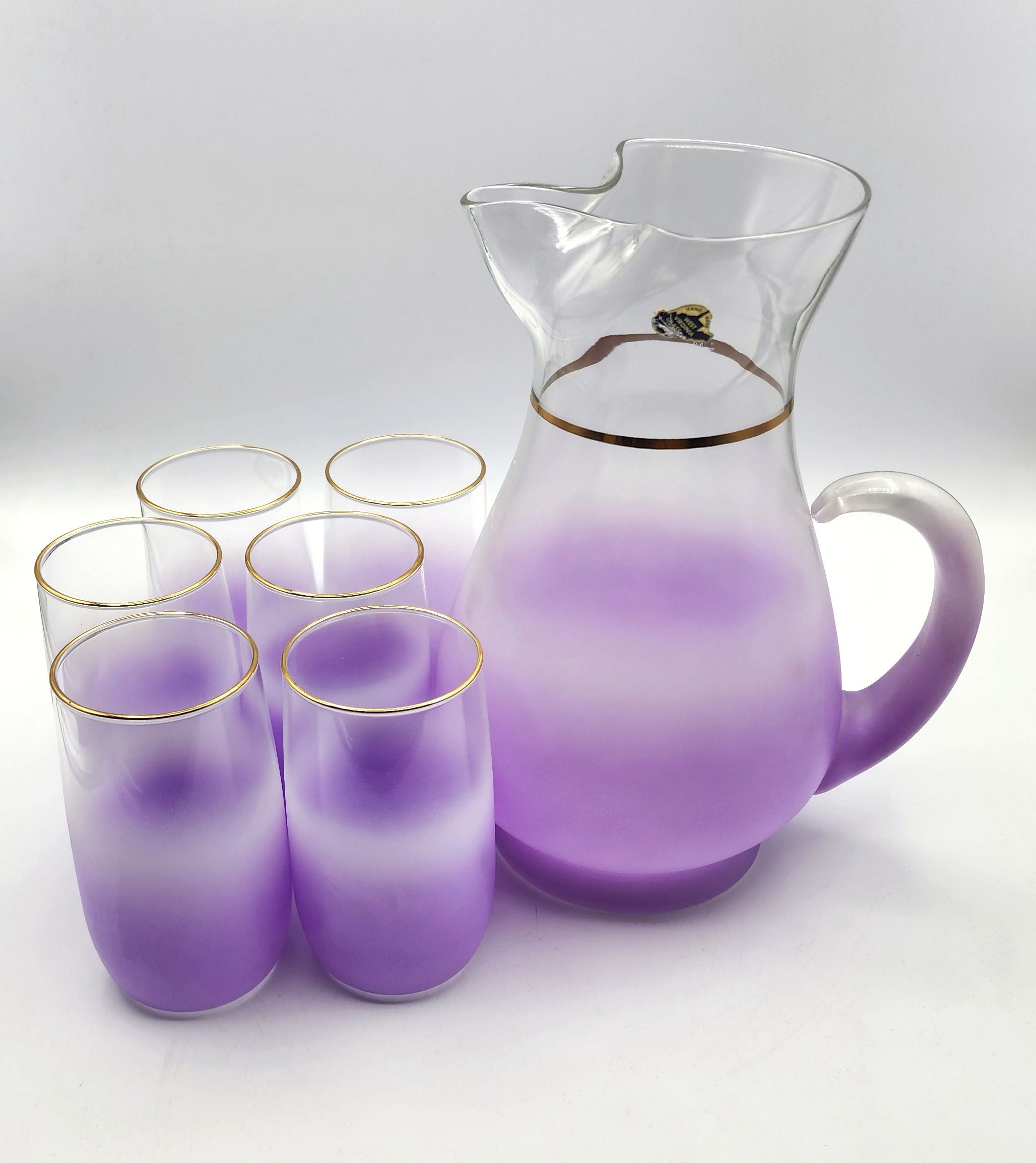 Vintage Purple Mini Glass Pitcher 3.5 Inch Tall - Circa 1970's Shattered  Style