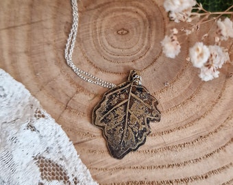 Hawthorn Necklace - Leaf Jewellery - Brass Pendant - Sterling Silver Chain