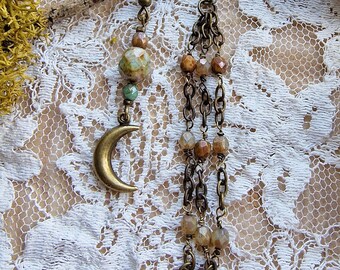 Moon Earrings - Dangle Drop Earrings - Asymmetrical - Whimsigoth