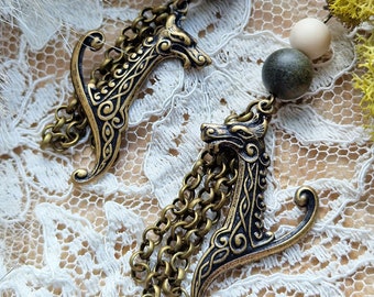 Viking Earrings - Dangle Drop Earrings - Shield Maiden Style
