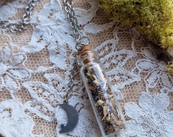 Artemis Necklace - Moon Jewelry - Goddess Jewelry - Silver Jewelry for Women - Gift for Free-Spirit - Talisman Necklace - Mugwort -