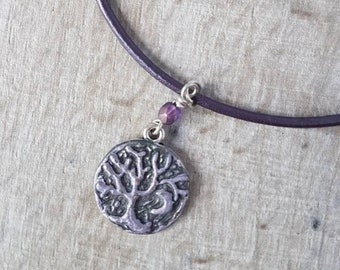 Fairy Moon Necklace, Witchy Jewellery, Purple Cord Necklace