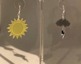 Sun & thunder cloud acrylic earrings