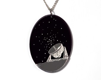 Jodrell Bank Lovell Telescope acrylic necklace