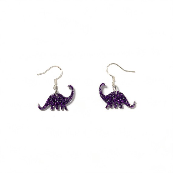 Katy Craig Orecchini A Dinosauro In Argento Sterling 925 Con Glitter - 11 Mm, Gioiello Per Bambini E Ragazzi, Regalo A Tema Preistorico, Confezione Regalo