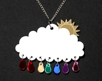 Rainbow cloud acrylic necklace