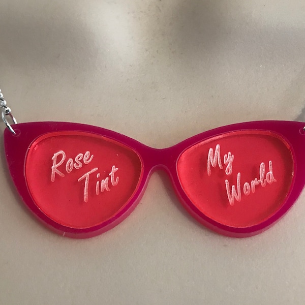 Rose Tint My World Glasses - Acrylic necklace