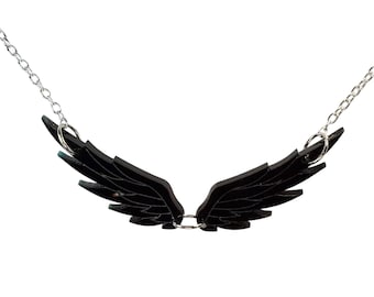 Black Demon wings necklace