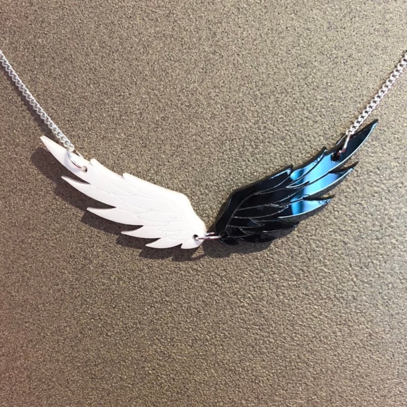 Angel & Demon wings necklace Etsy