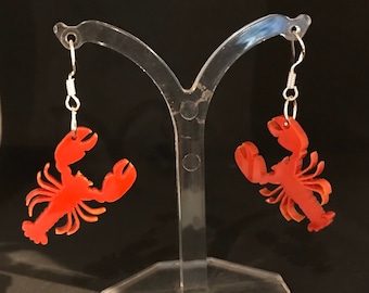 Boucles d'oreilles homard rouge