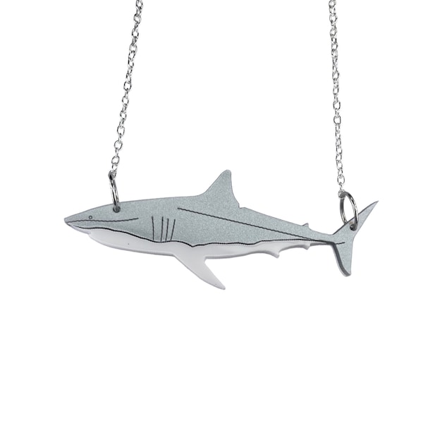 Acrylic 'GREAT WHITE SHARK' pendant or brooch