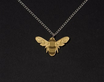 Acrylic bee necklace - Gold or silver mirror