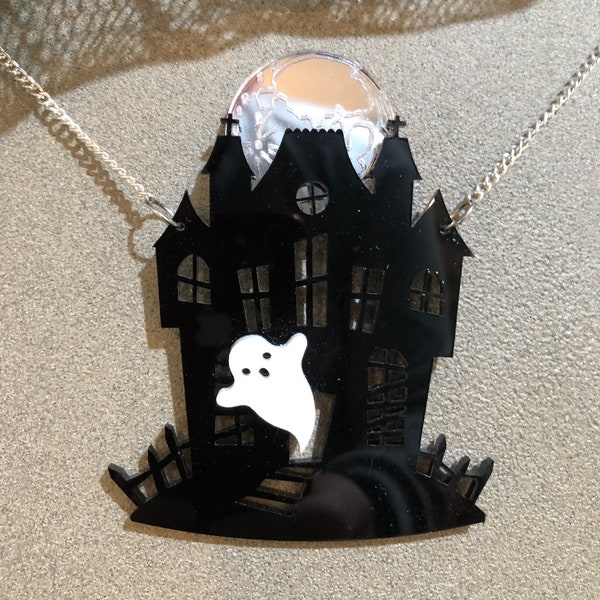 Haunted House acrylic necklace