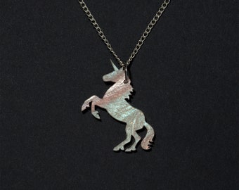 Marble acrylic unicorn necklace - Pink or blue