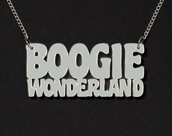 Silver mirror acrylic Boogie Wonderland necklace
