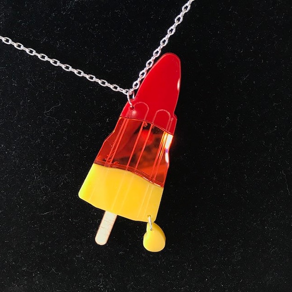 Laser cut acrylic 'ROCKET LOLLY' summer necklace