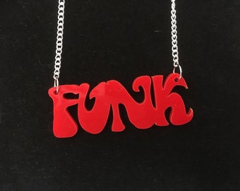 Acrylic 70's style 'FUNK' music festival necklace