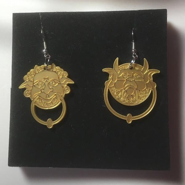 LABYRINTH inspired "left & right" knocker earrings laser cut Acrylic