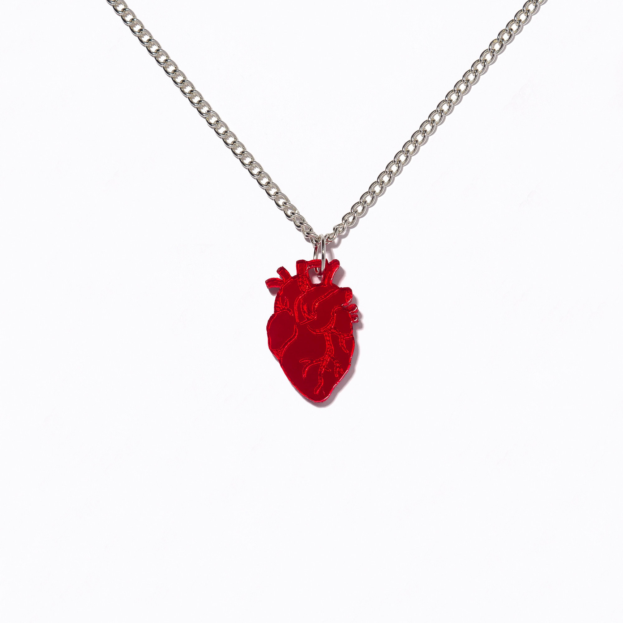 Red Anatomical Heart Necklace