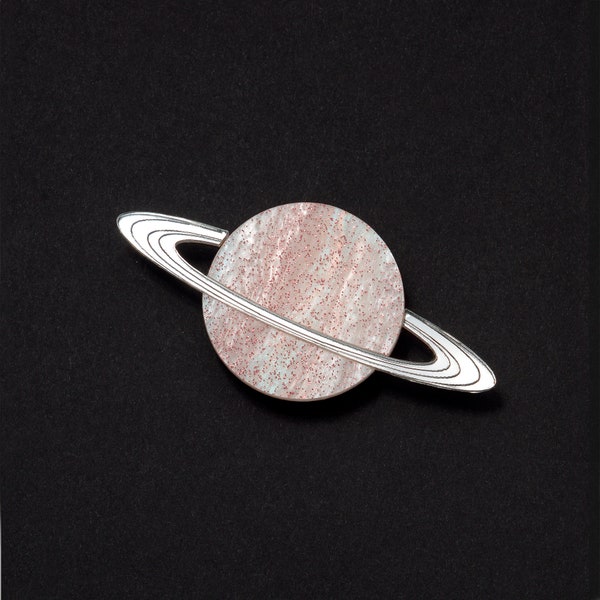 Marble acrylic Saturn Planet Brooch - In two colours