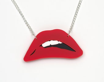 Rocky Horror Picture Show inspired Red Lips Acrylic necklace