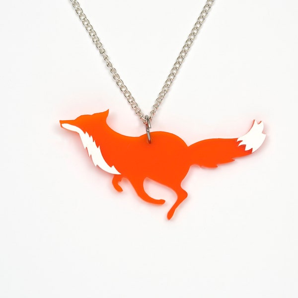 Acrylic running fox necklace