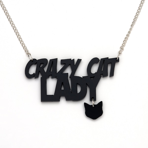 Collier acrylique Crazy Cat Lady