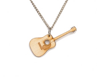 Acoustic guitar wooden necklace