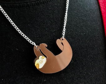 Large Sloth acrylic necklace